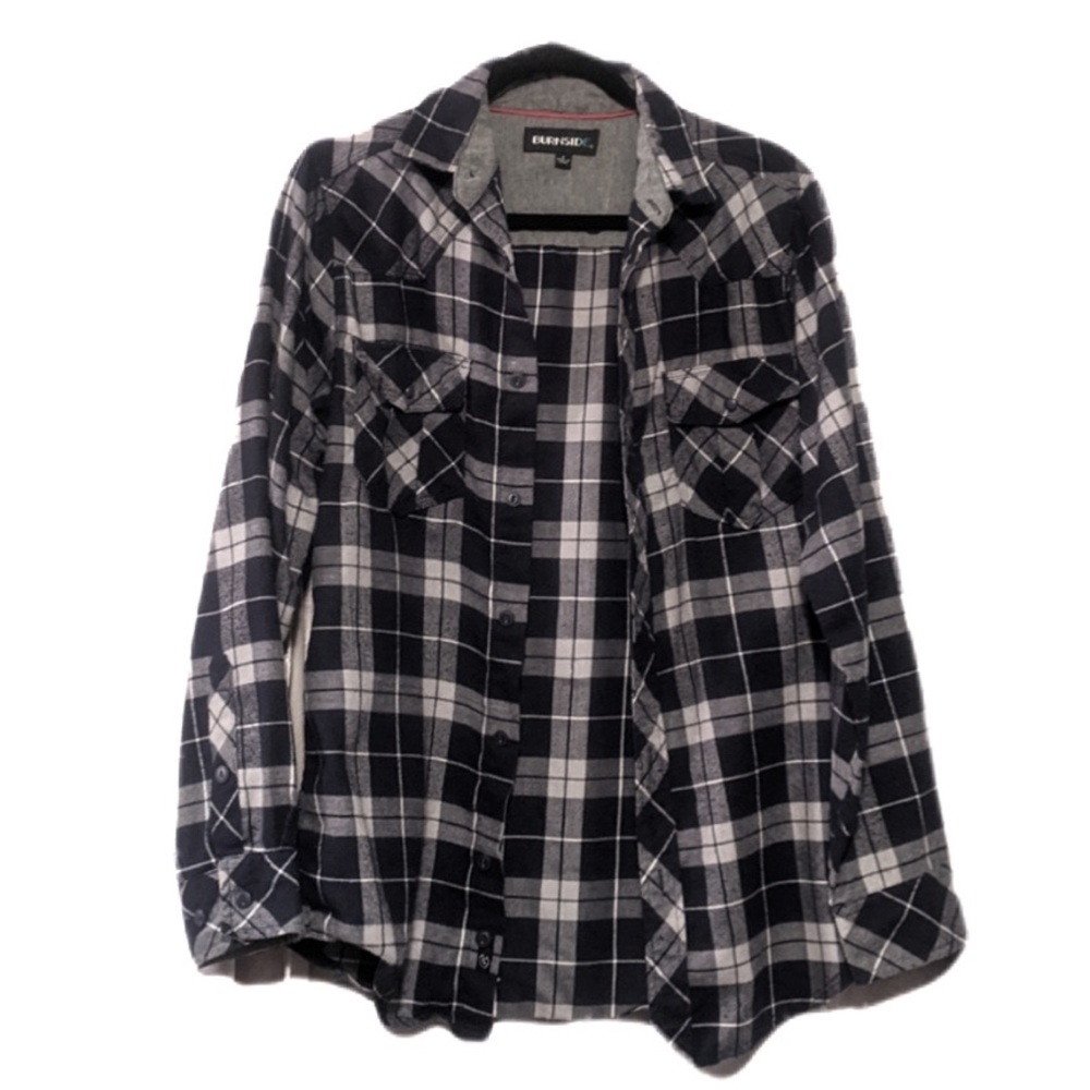 Burnside Blue Medium Weight Flannel Plaid Shirt